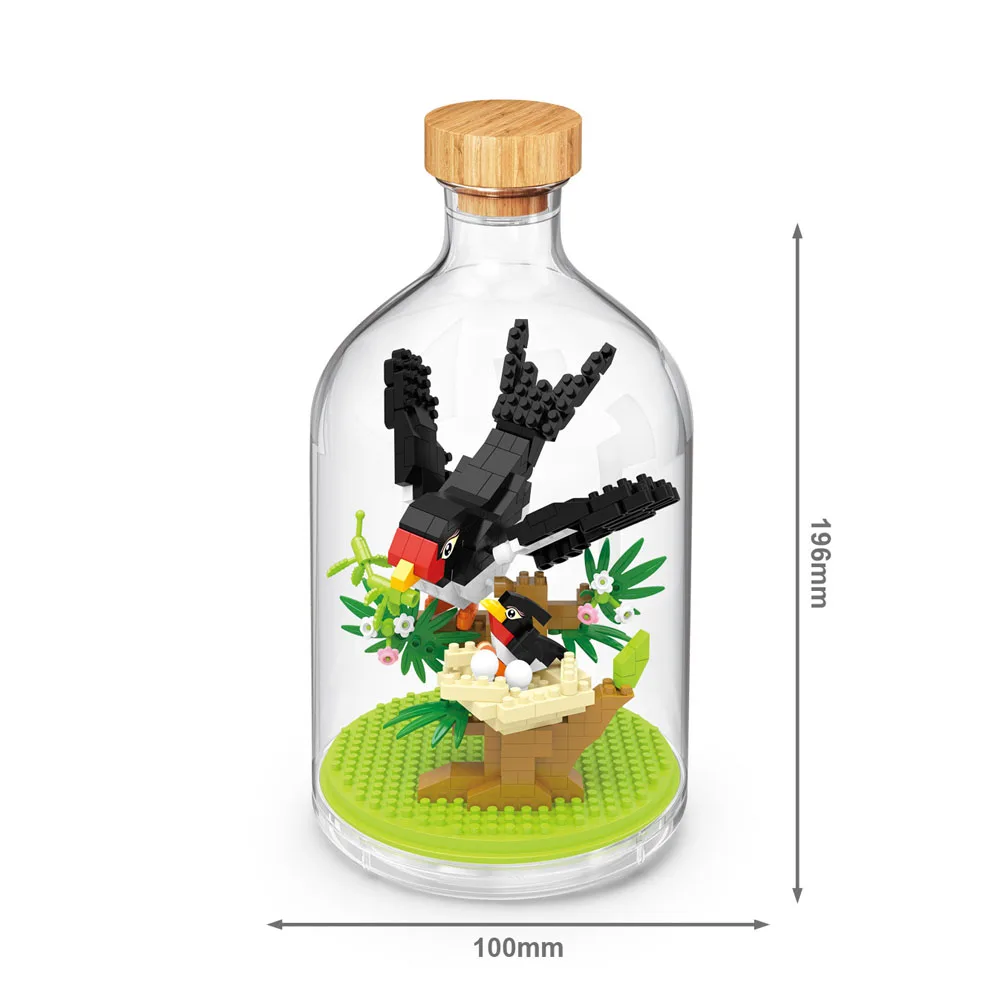 (golondrina) Mini Bloques De Construcción, Pájaro En Botella, Modelo De Bloques Ensamblados, Juguetes Educativos