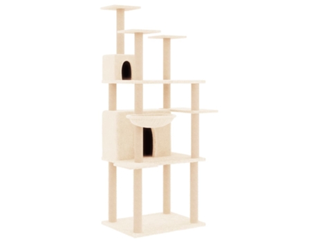 Rascador para gatos con postes de sisal crema 166 cm VIDAXL