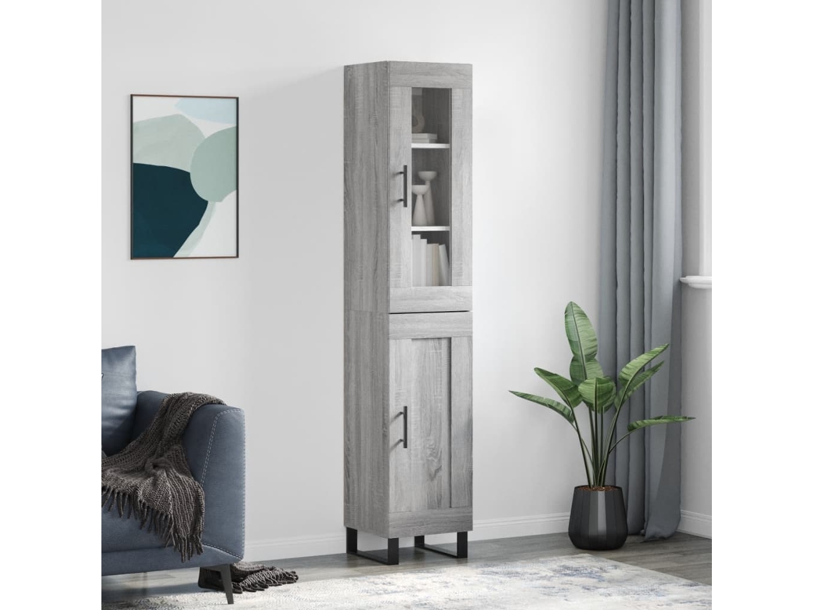 Aparador Alto Madera Contrachapada Gris Sonoma 34,5x34x180 Cm