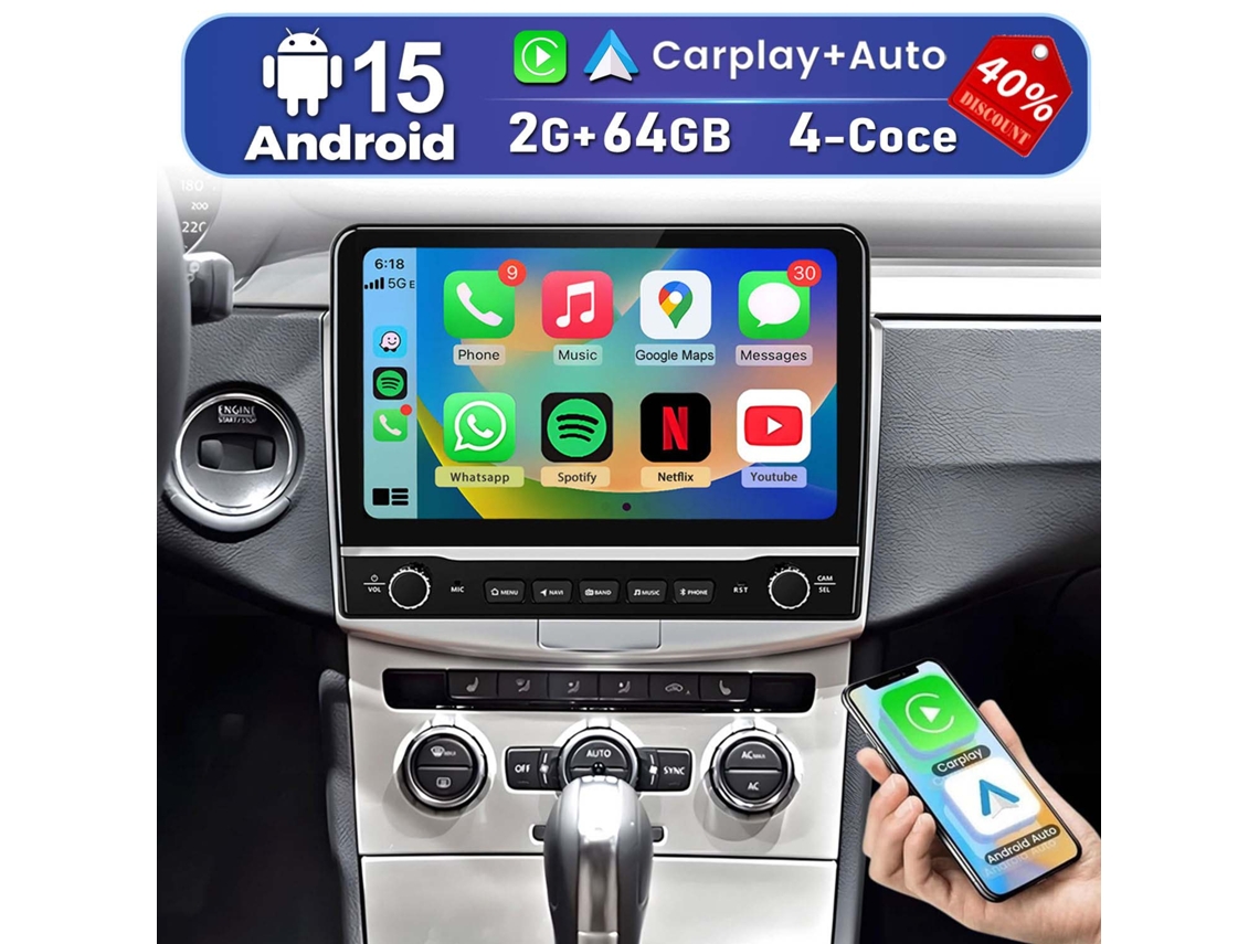 Autorradio Junsun Para Passat B7 B6 Cc | Plug And Play | 10.1" | 2gb+64gb | Carplay Inalámbrico | Controles En El Volante | Dsp | Rds