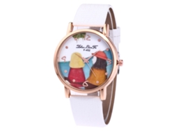 Reloj De Cuarzo Para Mujer Zhoulianfa Con Correa De Cuero Pu Dial Redondo Blanco
