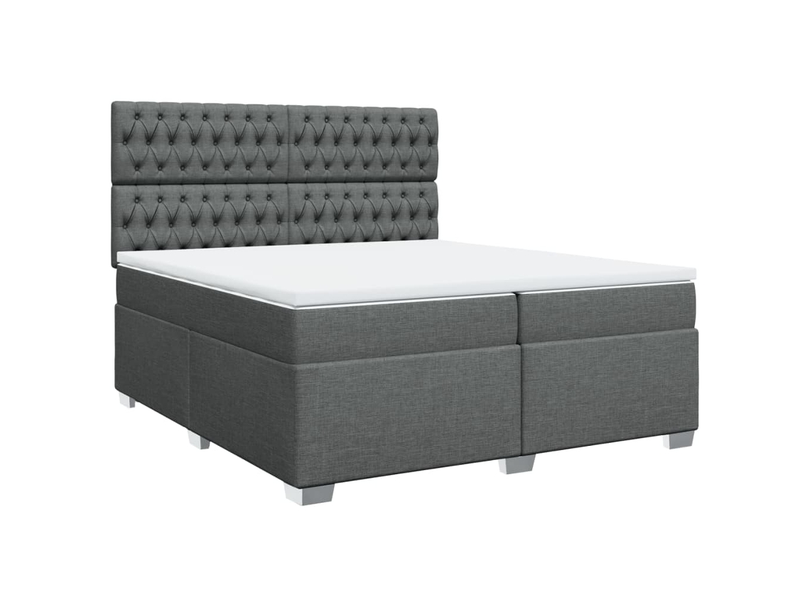 Maison Exclusive - Cama Box Spring Con Colchón Tela Gris Oscuro 200x200 Cm