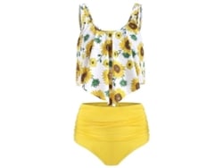 2026-conjunto De Bikini Tankini Para Mujer Con Volantes Y Cintura Alta Traje De Baño Playa De Poliéster Relleno