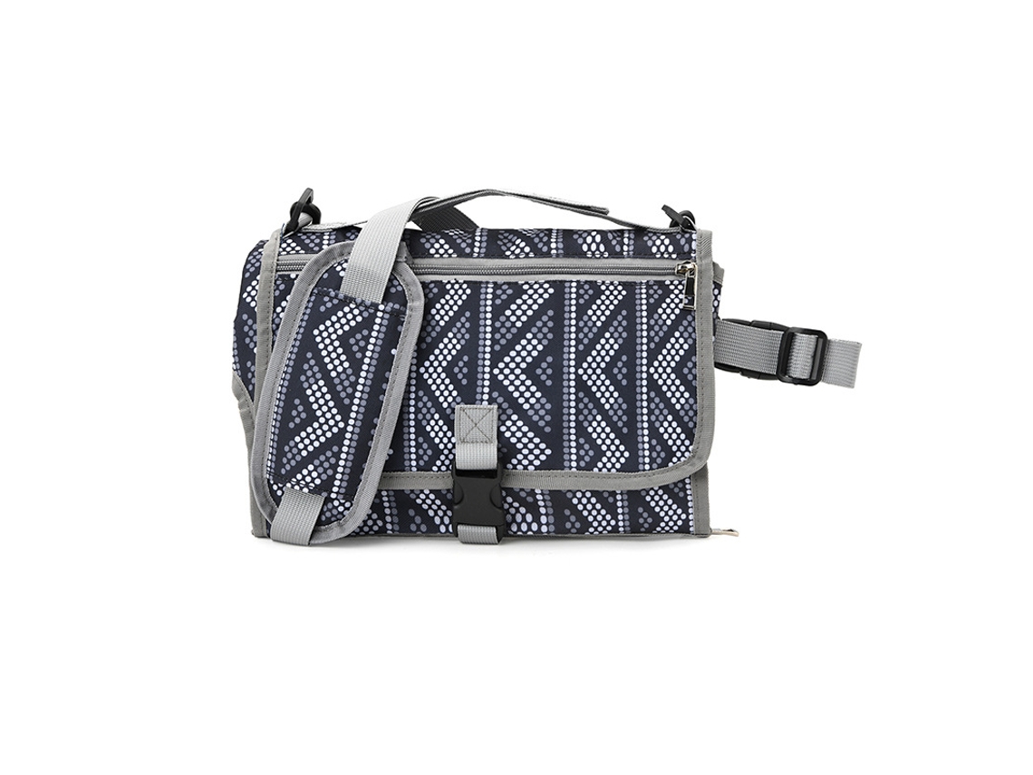 Bolsa cambiadora portátil, impermeable, lavable, plegable, para bebés y mamás, ideal para exteriores (lunares grises)