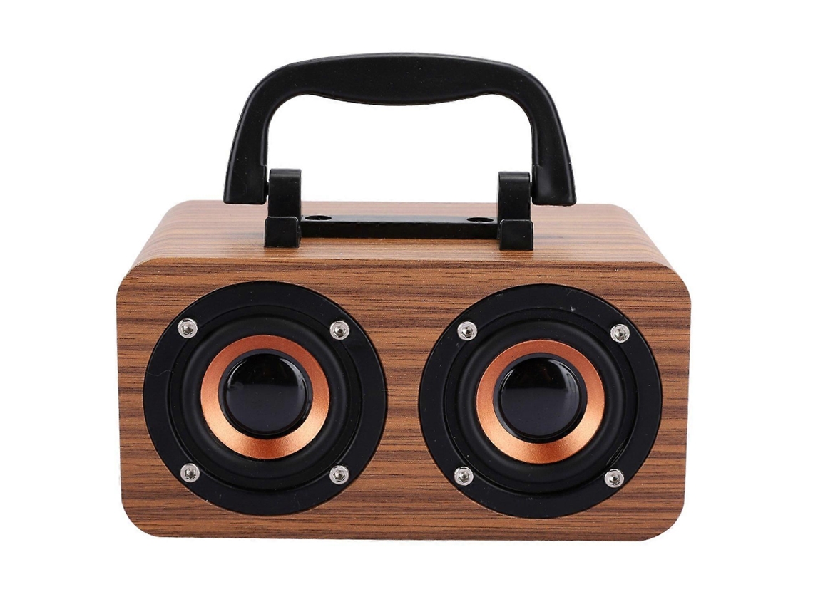 Altavoz Bluetooth inalámbrico de madera retro, reproductor de música portátil para teléfono móvil y PC, textura de madera Chennnls