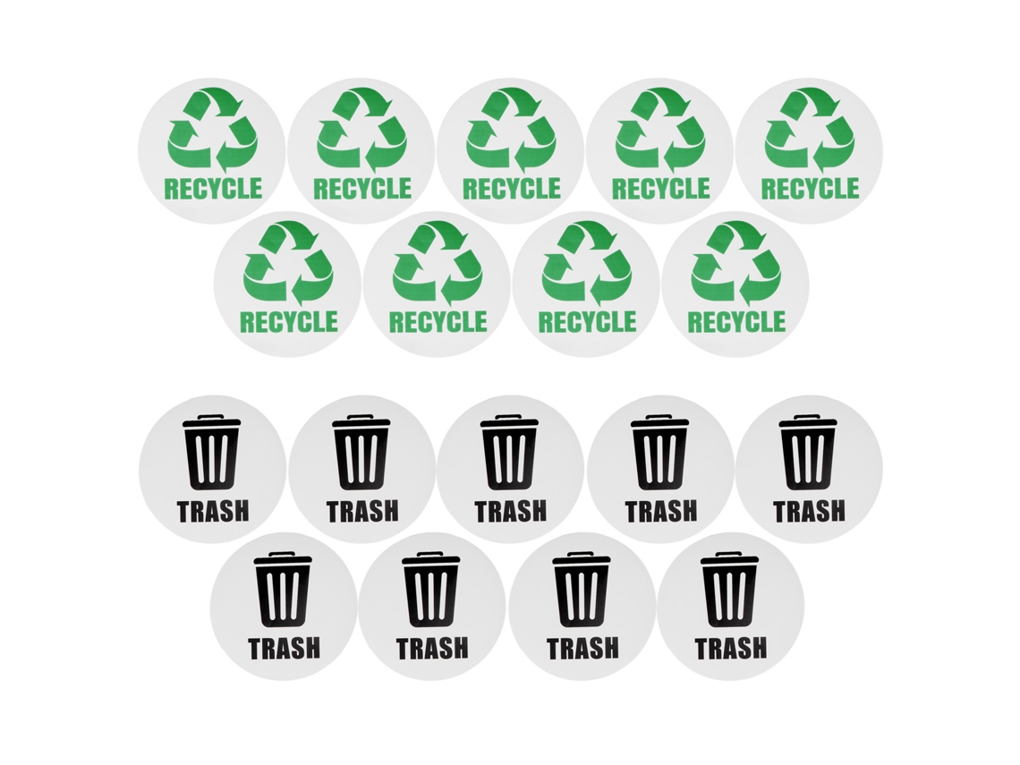 18 unidades/juego de pegatinas y calcomanías autoadhesivas impermeables para basura y reciclables, para latas, cubos de basura y otros contenedores.