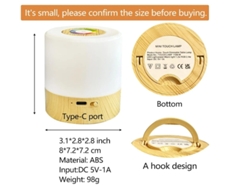 Mini luz LED nocturna, lámpara de mesa inteligente, control táctil, temporizador de 2/4 horas, regulable, recargable por USB, portátil, cambiante, Bestvite