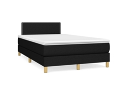 Cama Box Spring Con Colchón Tela Negro 120x190 Cm