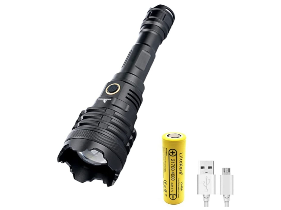 YEMAESRE Jf006 Linterna Led 90000 Lúmenes Zoom Recargable con Batería Impermeable Negro