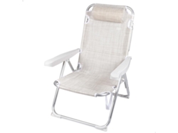 Silla De Playa y Tumbona 2 En 1 Plegable Beige con Cojín AKTIVE