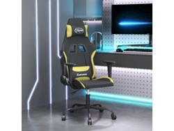 Sillón de masaje para videojuegos en tela negra y verde claro.
