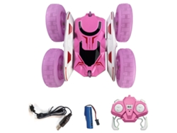 Coche teledirigido para niños, 4x4, 2,4 GHz con luces LED, coche acrobático eléctrico con rotación de 360 grados (rosa).