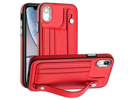 Funda Mobile Phone Cases Shockproof With Wrist para iPhone XR Piel Marrón