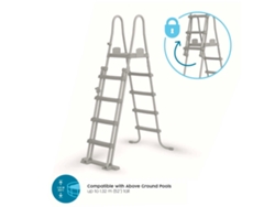 Escalera De Seguridad Para Piscinas Bestway Flip Lock 76,5 X 124,5 X 135/191,5 Cm Para Piscinas Desmontables De 132 Cm De Altura