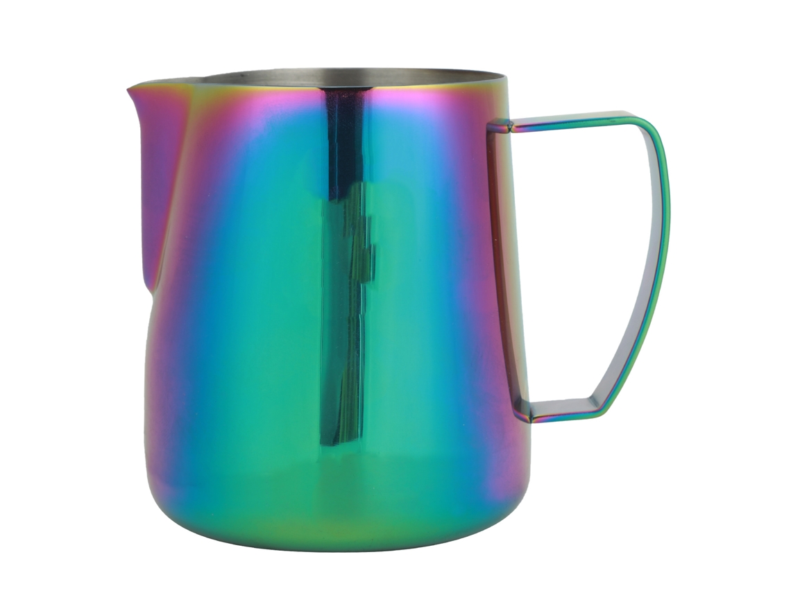 Jarra para espumar café y leche de acero inoxidable de color grueso, 400 ml, verde