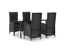 Maison Exclusive - Set De Muebles Jardín 5 Pzas Con Cojines Ratán Sintético Negro