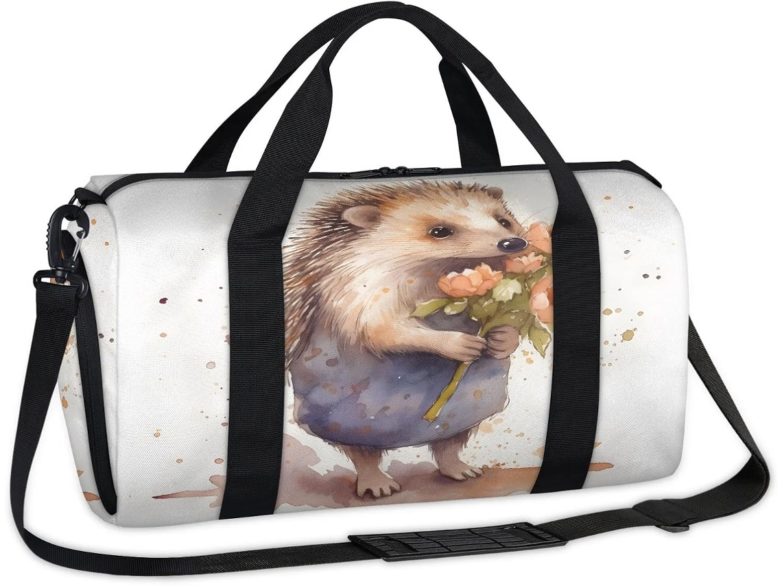 Bolsa Deportiva Estampado Erizo Estilo Acuarela Para Fines Semana Viajes Gimnasio Niños Niñas Mujeres Hombr