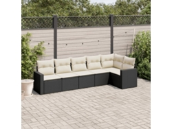 Conjunto de sofás de jardín de 6 piezas DKD Home Decor con cojines de mimbre negros