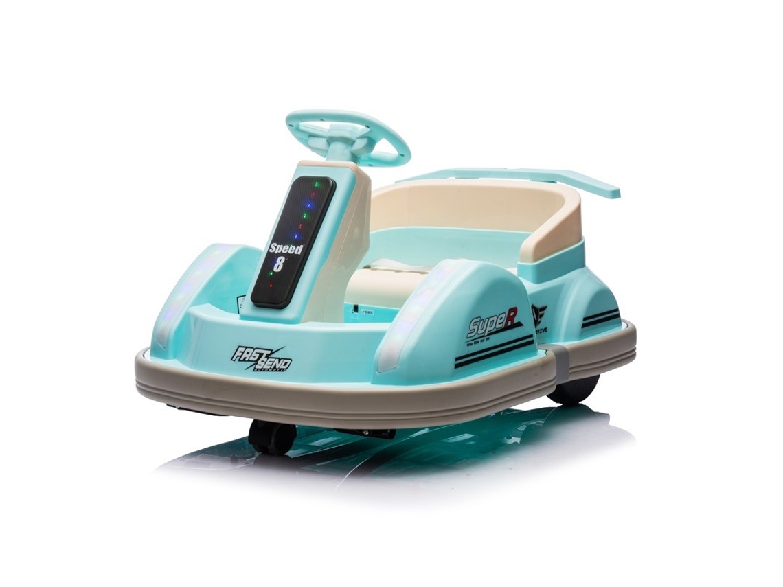 Coche de choque eléctrico para niños con batería de 6 V, luces LED y control remoto - Azul Ataa