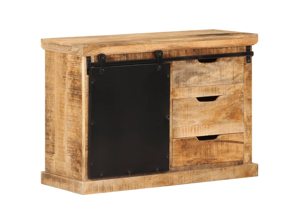 Aparador De Madera Maciza De Mango Sin Tratar 80x30x55 Cm