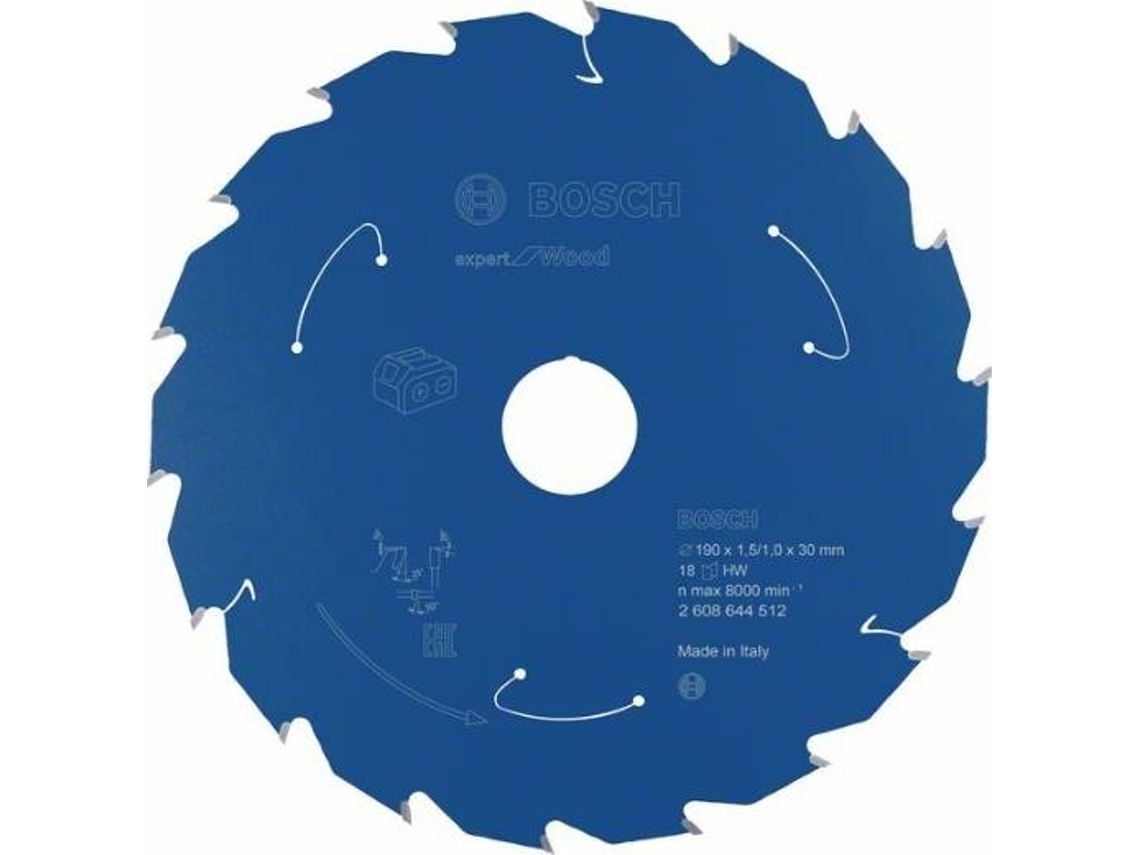 Disco de Sierra Circular BOSCH Para Sierra Sin Cables Expert para Madera 190x1.5/1x30 T18