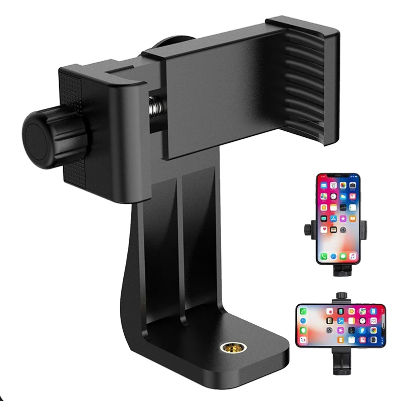 Clip para teléfono de 360 grados compatible con trípode de tornillo de 1/4, adaptador universal, 1 pieza, color negro
