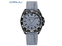 Relógio (cinza) À Prova D'água Com Pulseira Redonda De Silicone E Calendário, Estilo Casual E Esportivo.