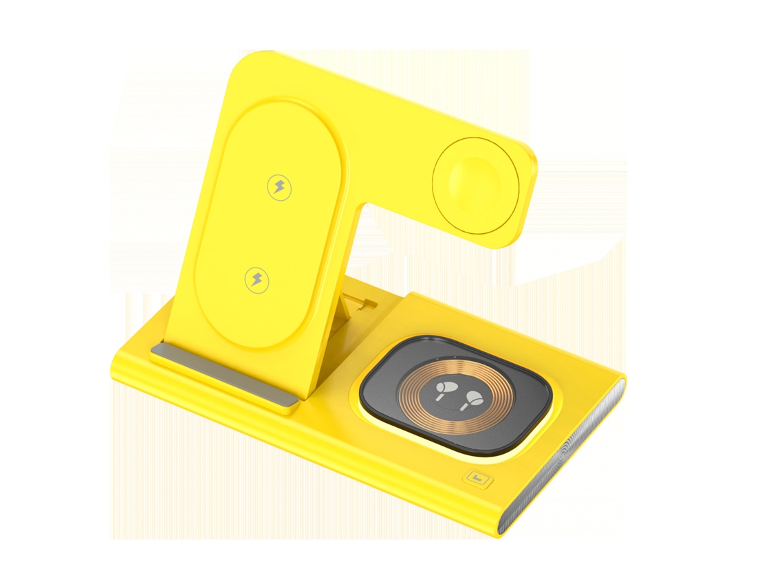 Cargador inalámbrico multifunción 3 en 1 SFUSHOS con soporte de carga rápida (amarillo fluorescente, versión para Apple)