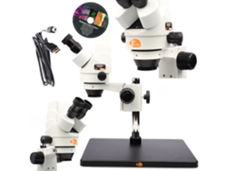 Microscopio trinocular Rosfix Pluto Pro – Cámara USB Sony | Zoom de 7x a 45x | Ideal para electrónica y joyería