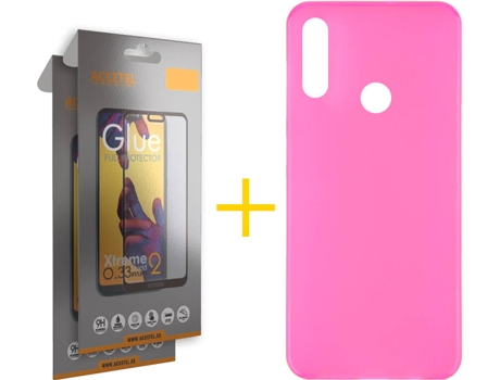 Kit Funda + 2 Protectores de Pantalla Huawei Y7 2019 ACCETEL Liso Rosa