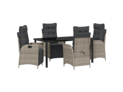 Conjunto de comedor de jardín vidaXL de 5 piezas de ratán gris claro