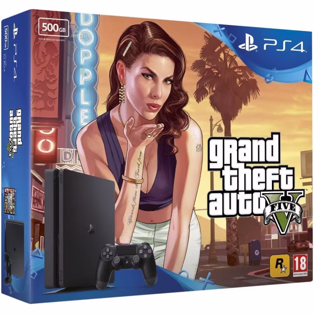 Consola PS4 Slim + GTA 5 (Reacondicionado Marcas Mínimas - 500 GB)
