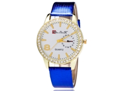 Reloj De Pulsera De Lujo Zhoulianfa Para Mujer Con Strass Cuarzo Analógico Correa Pu Azul