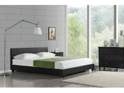 Cama de matrimonio CORIUM (210 x 149 x 78 cm - Piel sintética - Negro)