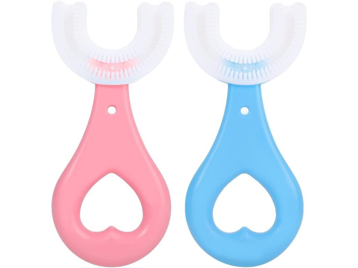 Cepillo De Dientes En Forma De U (2 Unidades) Para Niños, De Silicona Suave Apta Para Uso Alimentario, Manual, Ideal Para Niños De 2 A 6 Años.