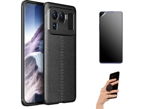 Kit Carcasa y Protector Xiaomi Mi 11 Ultra Ultimatte Rugged Leather Popsocket Negro