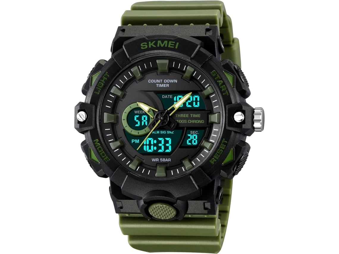 Reloj De Pulso Deportivo Analógico Digital Masculino Multifuncional Militar A Prueba De Agua Con Led Cronómetro Alarma Retroiluminación Yuysan