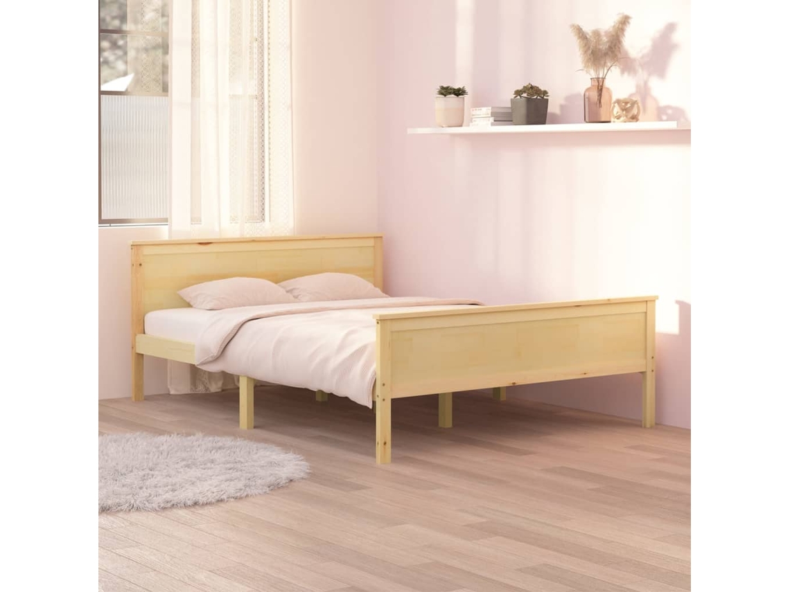 Estructura De Cama Sin Colchón Madera De Pino Maciza 120x200 Cm
