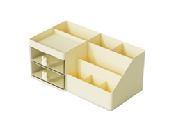 Organizador de cosméticos con cajones, múltiples compartimentos, plástico, gran capacidad, estuche de maquillaje para labiales y joyas, amarillo