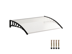 Toldo exterior para puerta y ventana, policarbonato y aluminio, 122x89 cm, blanco.