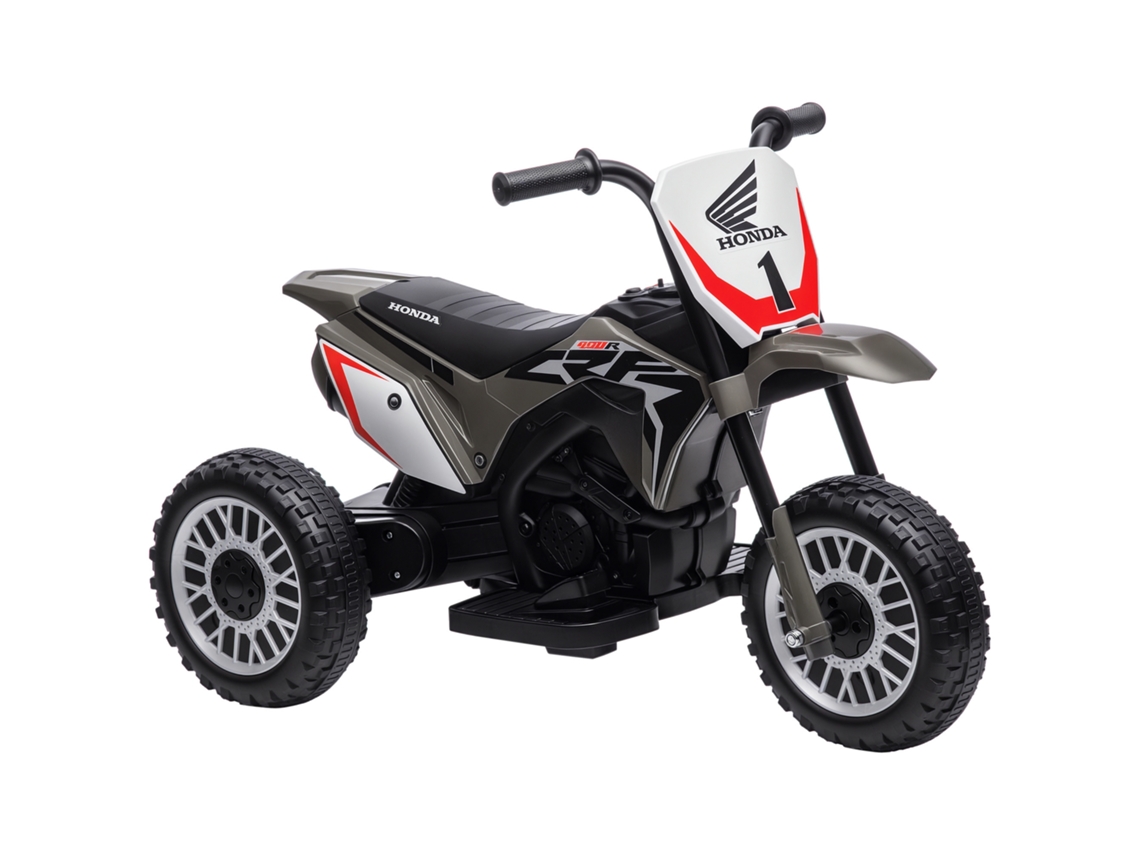 Motocicleta Eléctrica Infantil Honda Crf450rl De 6v Y 3 Km/h Con Claxon Y Arranque Eléctrico, Color Gris.