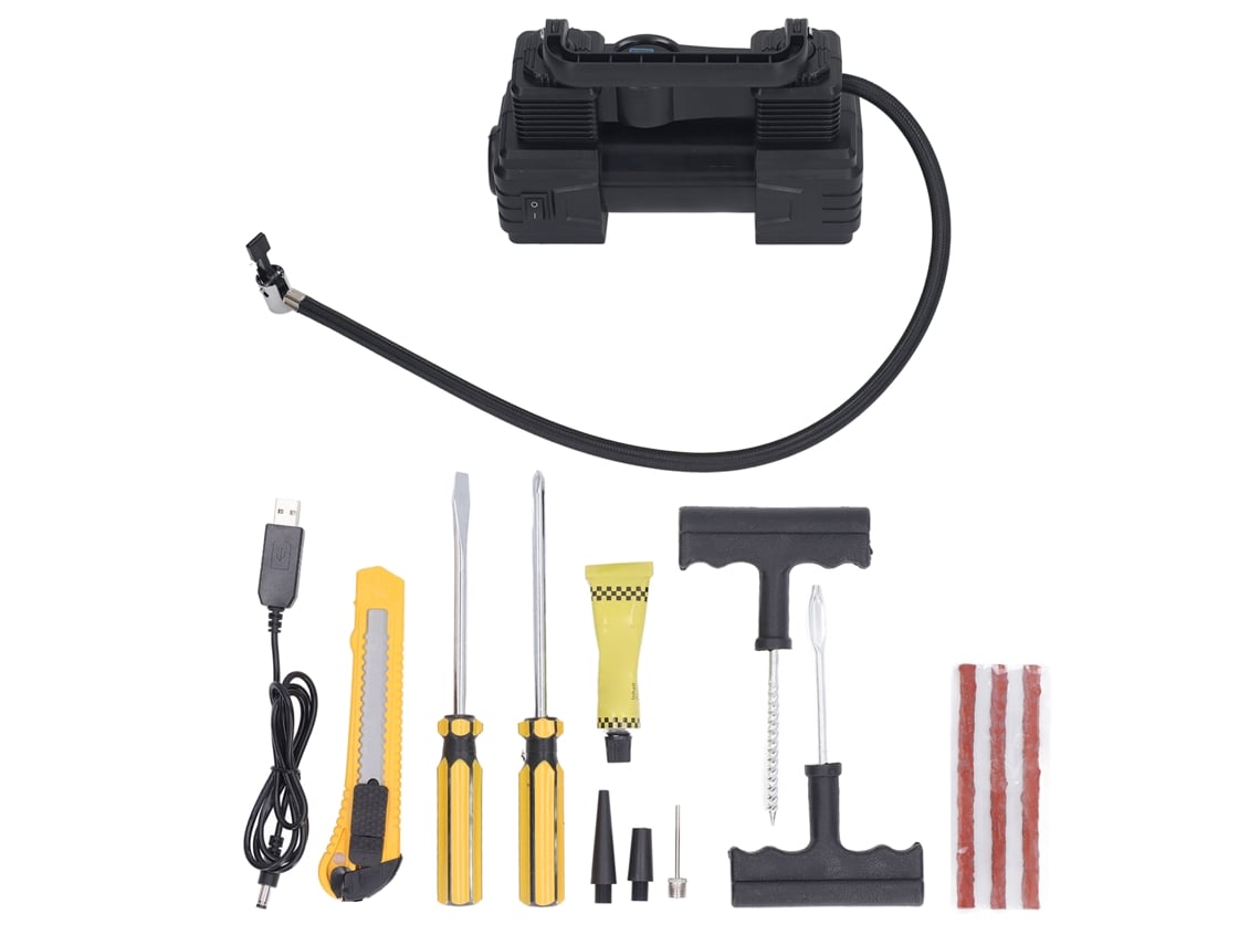 Compressor De Ar Sem Fio Portátil Com Cilindro Duplo Inflador De Pneus Para Carro 12v 150psi Luz Led