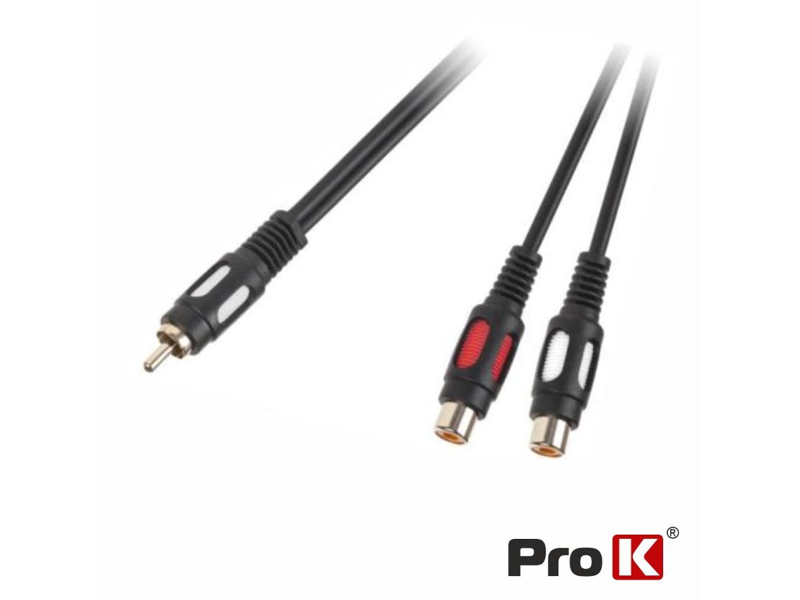 Cable dorado de 2 RCA hembra/RCA macho de 25 cm