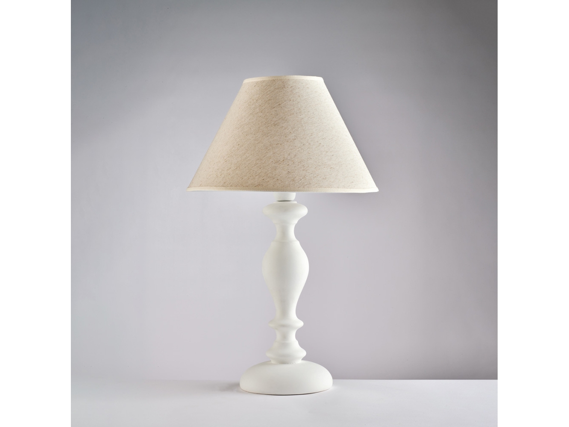 Cascina - Lámpara Shabby De Madera Blanca 1 Luz Con Pantalla Dm.35 H.57 - Ø35 - Bl265-lm-bco