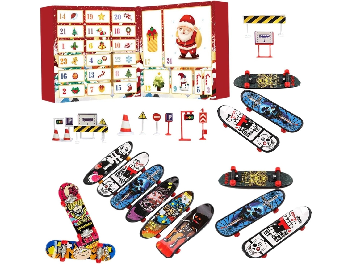 Calendario de Adviento interactivo con mini patineta, sin señal, con diseño navideño, para oficinas, hogares y escuelas.
