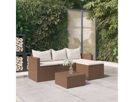 Set De Muebles De Jardín VIDAXL Marrón Poli Ratán