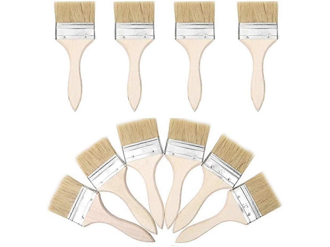 Kit De Pinceles Planos, 12 Piezas, Ancho 76.2mm, Mango De Madera Para Pintura De Paredes Y Muebles