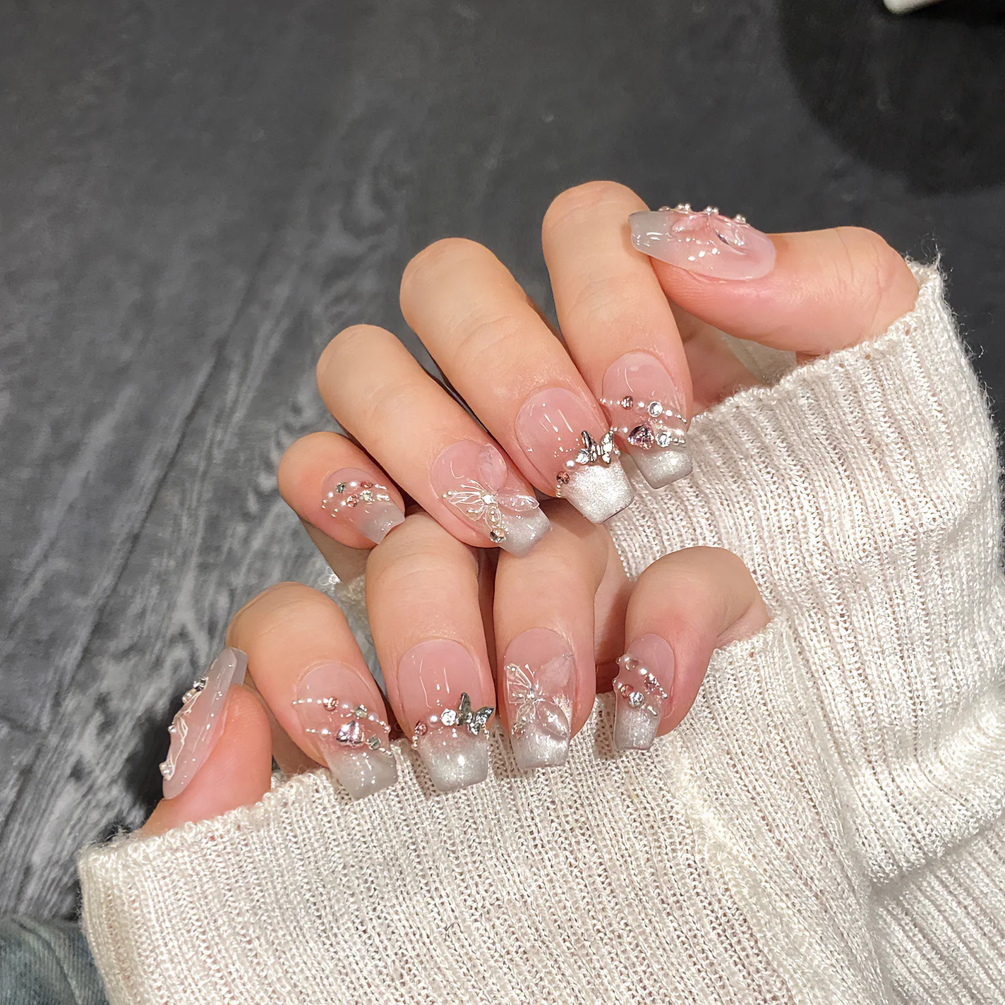 (2046-s) Paquete De 10 Puntas De Uñas Artificiales A Presión