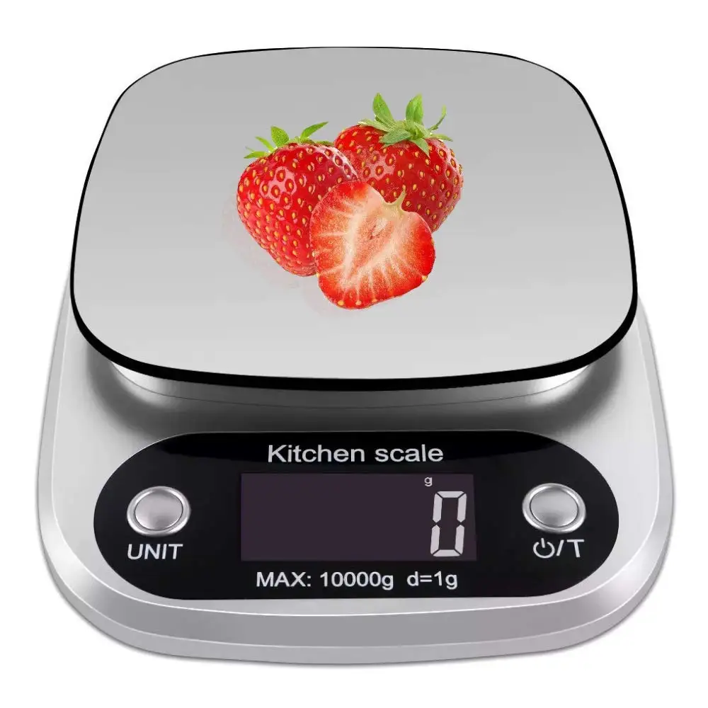 Báscula De Cocina Digital (gris, 5 Kg) Con Pantalla Lcd De Acero Inoxidable