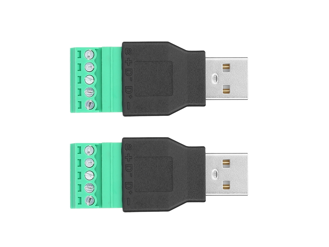 2 adaptadores de conector USB macho a terminal de tornillo de 5 pines